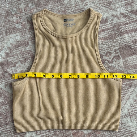 Tan Ribbed Tank Top/Bra - Picture 3 of 5